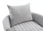 Light Gray Finish Transitional Style 1pc Channel Tufted Swivel Round Chair Scattered Back Pillow Primary living Room Accent Chair