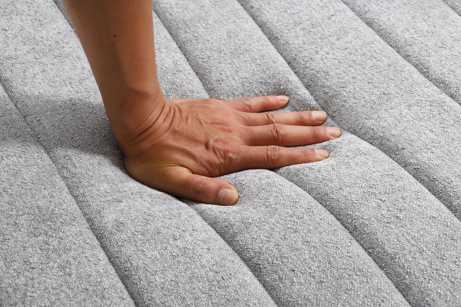 Light Gray Finish Transitional Style 1pc Channel Tufted Swivel Round Chair Scattered Back Pillow Primary living Room Accent Chair