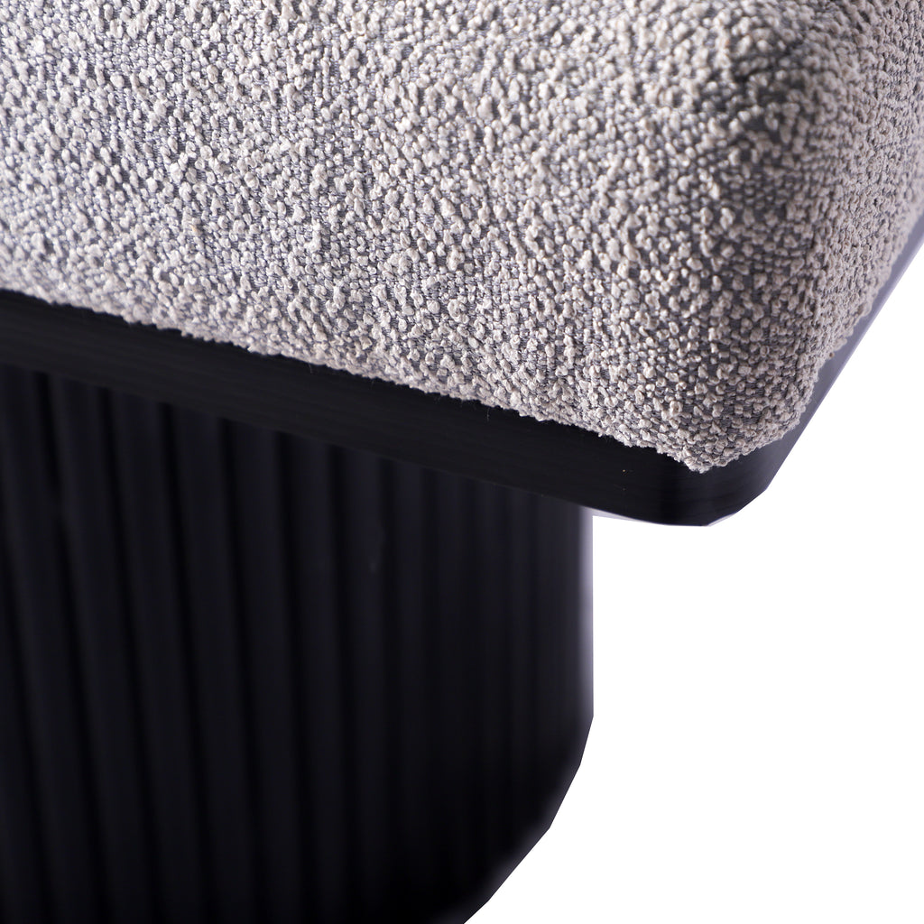 Upholstered Bench with Black Chunky Legs Light Grey Boucle Fabric Contemporary Style Bed-end Bench for Bedroom Living Room