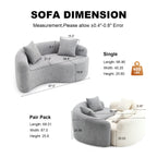 LY-042 S-Curved Dual-Depth Loveseat, Full Compression Sponge Sofa Light Grey Chenille, 66.9'L for Small Apartments