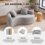 LY-042 S-Curved Dual-Depth Loveseat, Full Compression Sponge Sofa Light Grey Chenille, 66.9'L for Small Apartments
