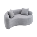 LY-042 S-Curved Dual-Depth Loveseat, Full Compression Sponge Sofa Light Grey Chenille, 66.9'L for Small Apartments