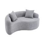 LY-042 S-Curved Dual-Depth Loveseat, Full Compression Sponge Sofa Light Grey Chenille, 66.9'L for Small Apartments