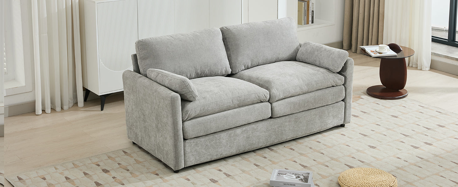 68.1' Cozy Upholstered Loveseat Sofa Oversized Comfy Comfy Cloud Sofa Double Cushion Loveseat Sofa Plush Cushion Sofa Couch for Living Room,Light Grey