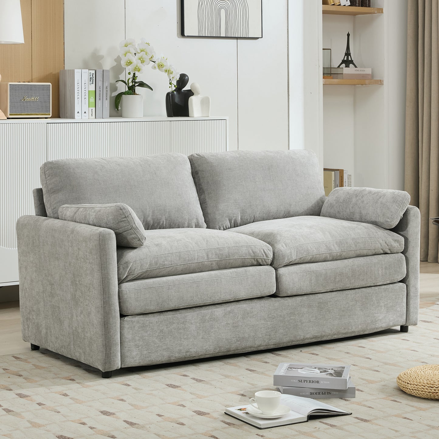 68.1' Cozy Upholstered Loveseat Sofa Oversized Comfy Comfy Cloud Sofa Double Cushion Loveseat Sofa Plush Cushion Sofa Couch for Living Room,Light Grey