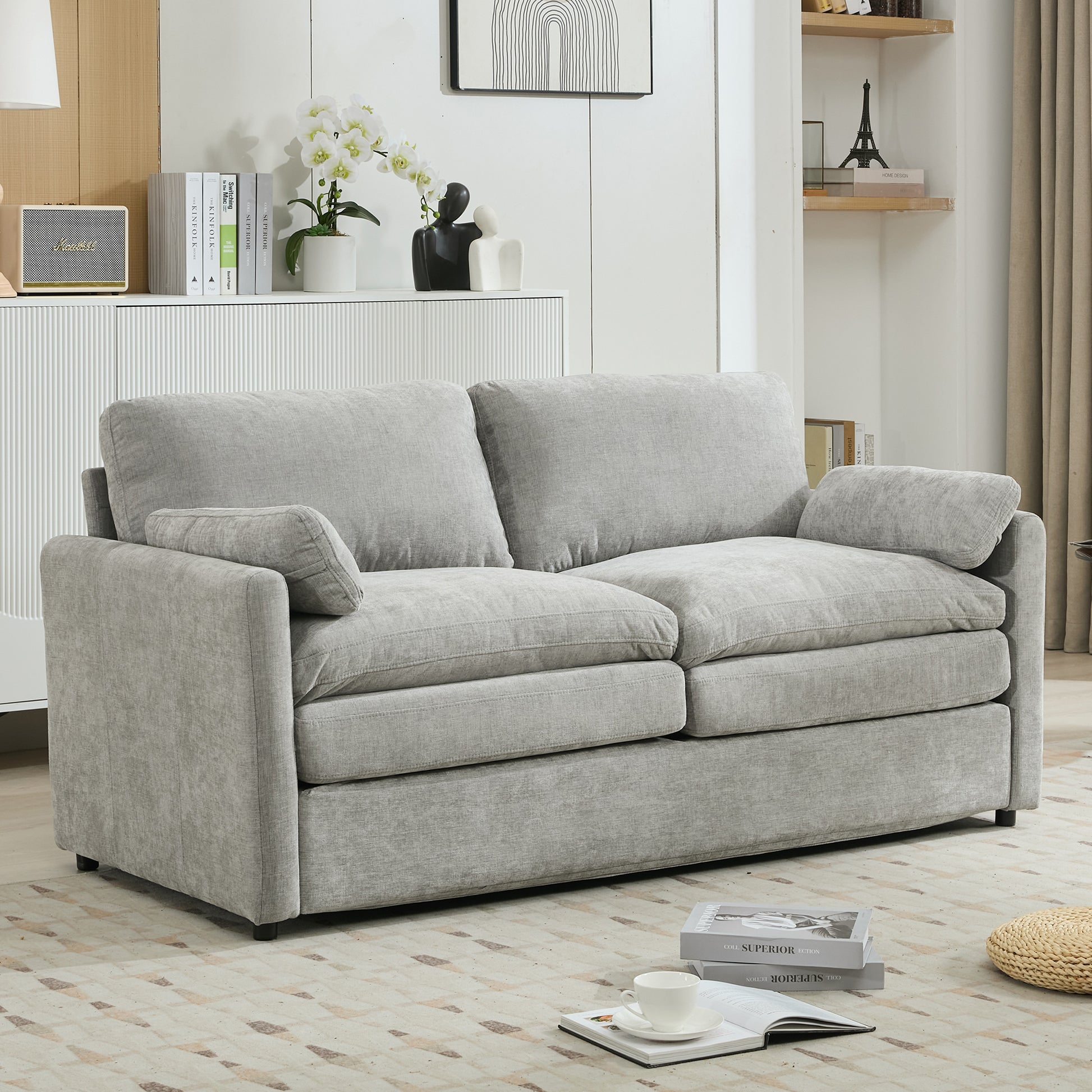 68.1' Cozy Upholstered Loveseat Sofa Oversized Comfy Comfy Cloud Sofa Double Cushion Loveseat Sofa Plush Cushion Sofa Couch for Living Room,Light Grey