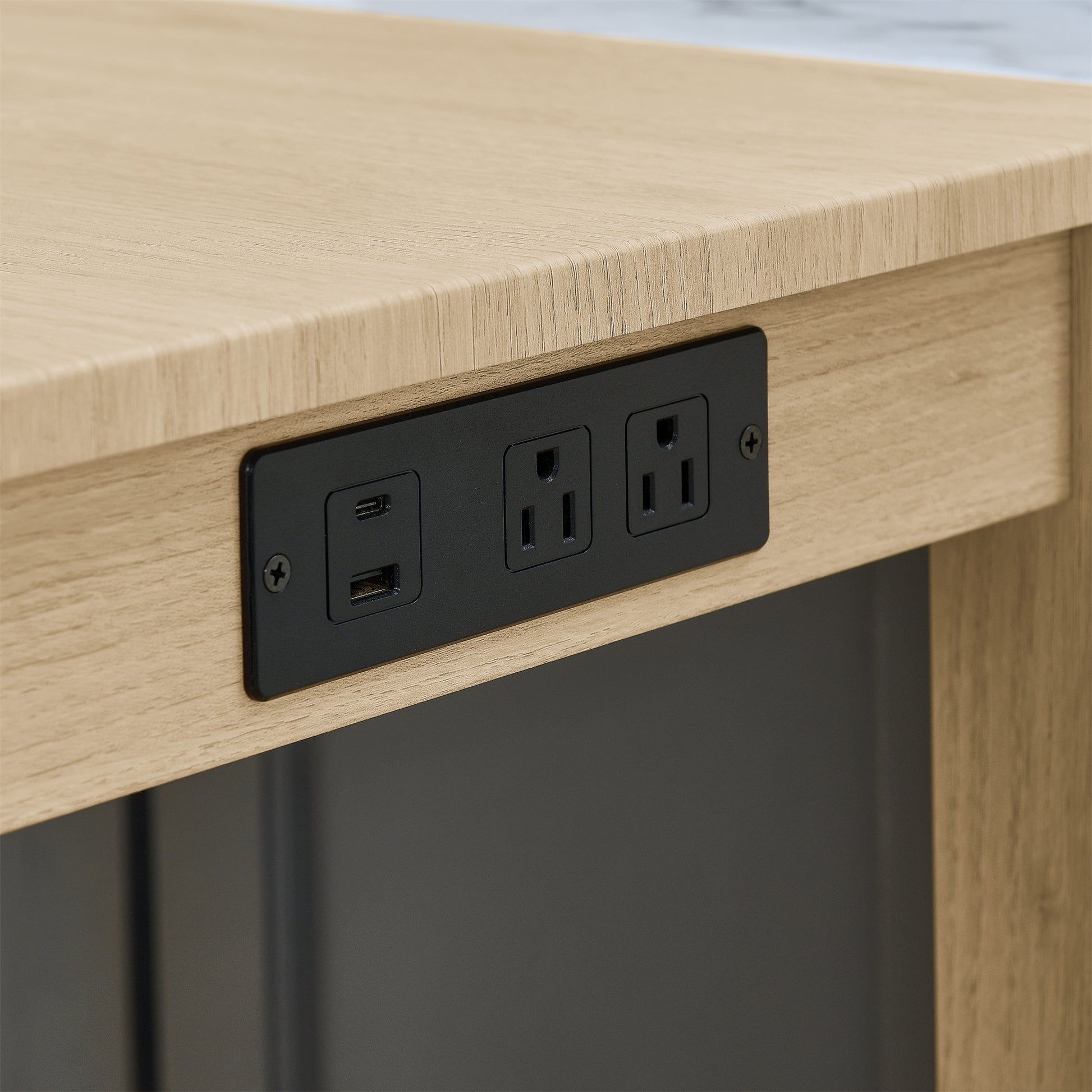 59 Inch Bar Table, Dining Table, Sofa Table with Power Outlet, 3 Upholstered Stools, 4 Piece Bar Table and Chair Set for Living Room, Dining Room, Kitchen