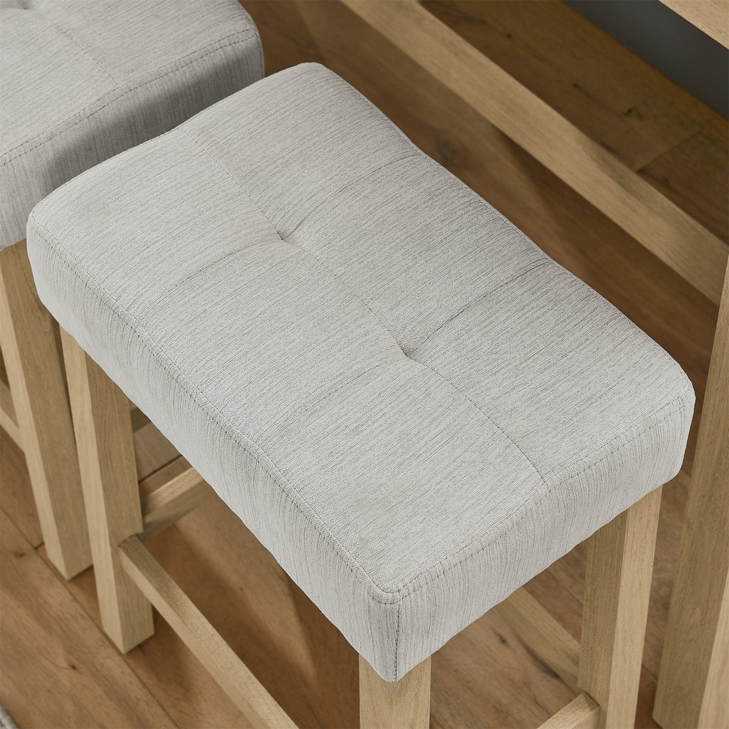 59 Inch Bar Table, Dining Table, Sofa Table with Power Outlet, 3 Upholstered Stools, 4 Piece Bar Table and Chair Set for Living Room, Dining Room, Kitchen