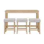 59 Inch Bar Table, Dining Table, Sofa Table with Power Outlet, 3 Upholstered Stools, 4 Piece Bar Table and Chair Set for Living Room, Dining Room, Kitchen