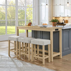 59 Inch Bar Table, Dining Table, Sofa Table with Power Outlet, 3 Upholstered Stools, 4 Piece Bar Table and Chair Set for Living Room, Dining Room, Kitchen