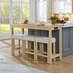 59 Inch Bar Table, Dining Table, Sofa Table with Power Outlet, 3 Upholstered Stools, 4 Piece Bar Table and Chair Set for Living Room, Dining Room, Kitchen