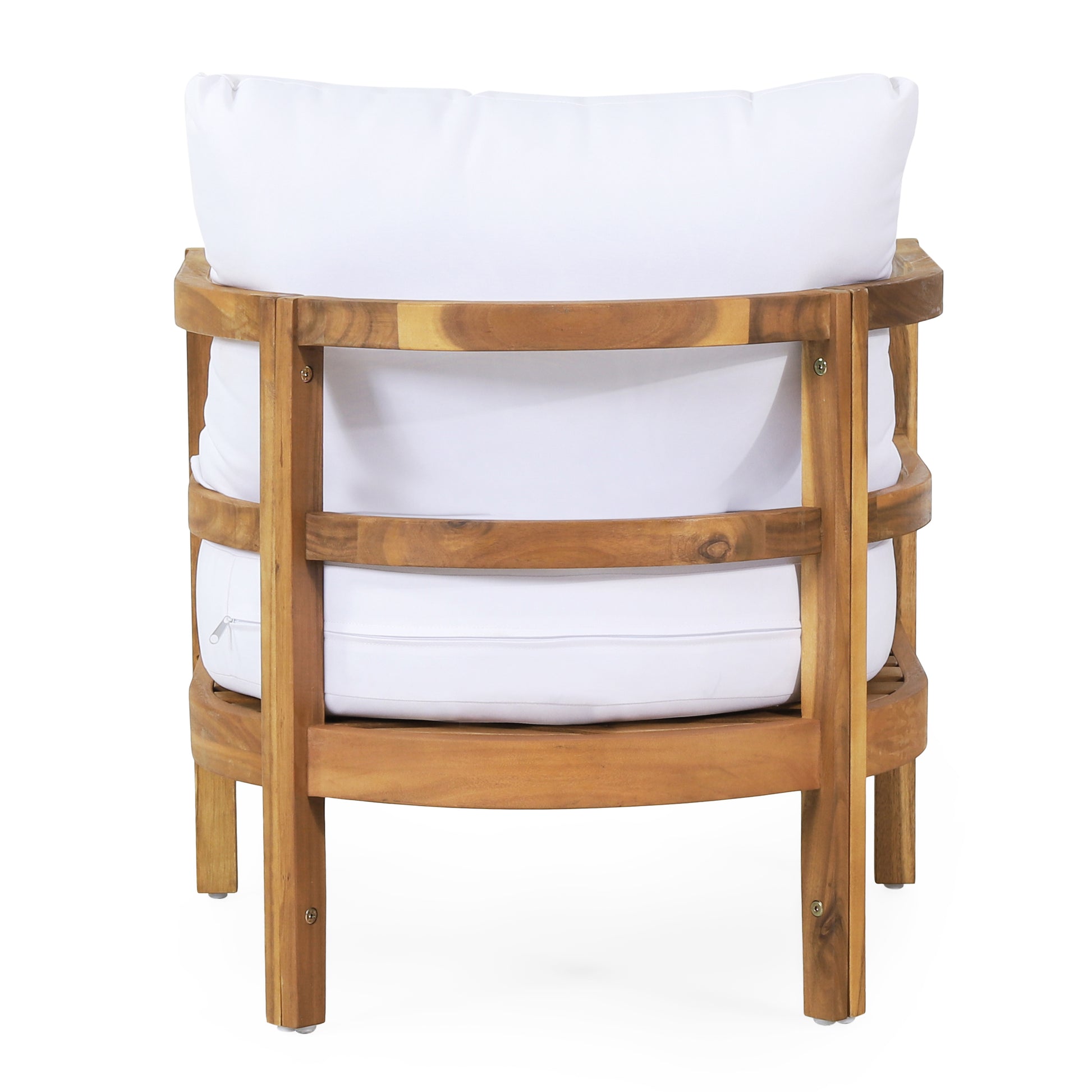 Set of 2, Outdoor Acacia Wood Patio Club Chair, Wood Patio Furniture,Waterproof Thick Cushion Deep Seating for Porch, Garden, Backyard, Balcony, Weight Capacity 400lbs, Light Teak Finish, White