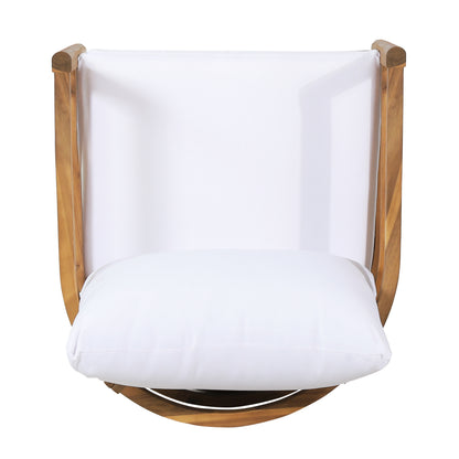 Set of 2, Outdoor Acacia Wood Patio Club Chair, Wood Patio Furniture,Waterproof Thick Cushion Deep Seating for Porch, Garden, Backyard, Balcony, Weight Capacity 400lbs, Light Teak Finish, White