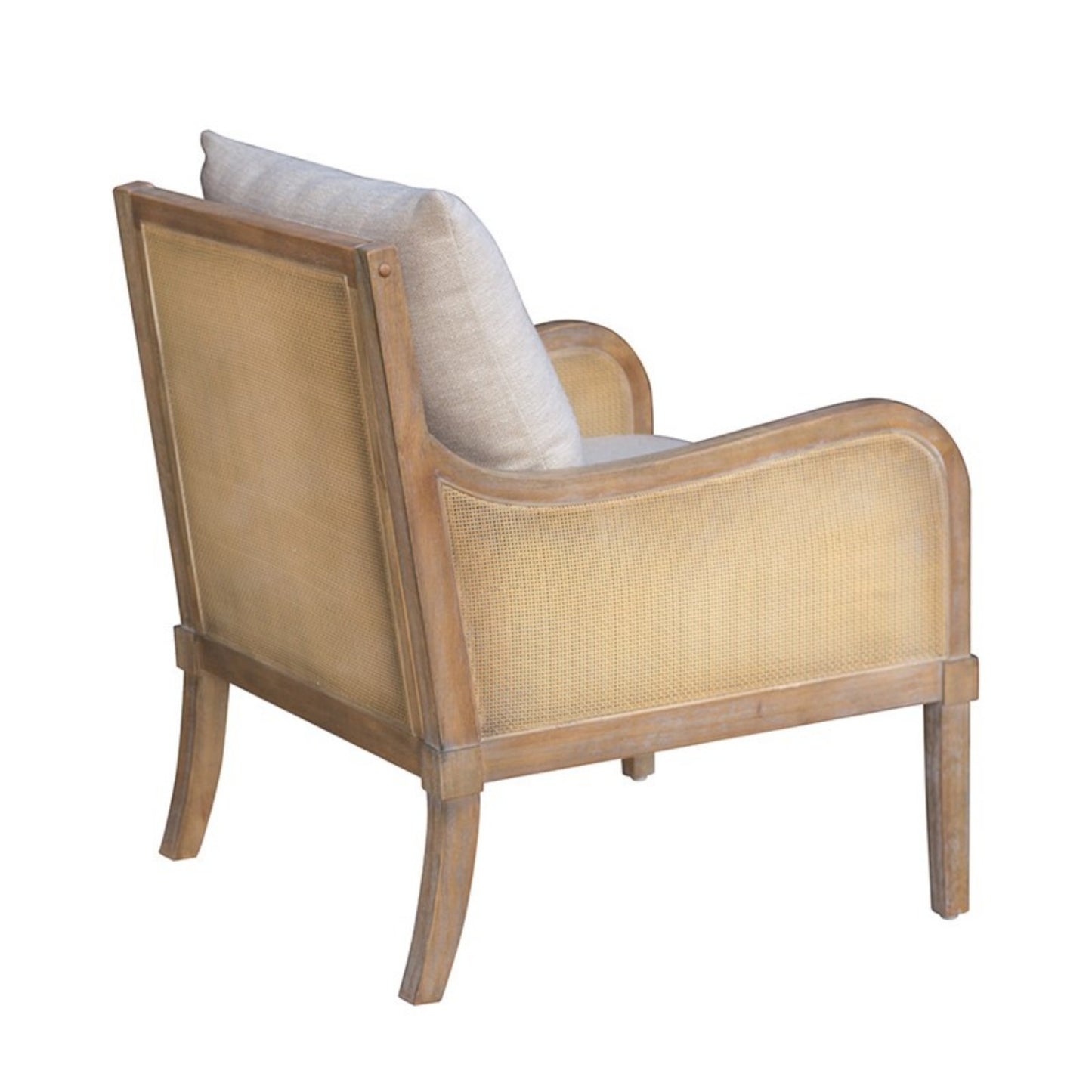 Lily Pond Collection Cane Accent Chair with Removable Back Cushion Beige Solid Wood Accent Chair