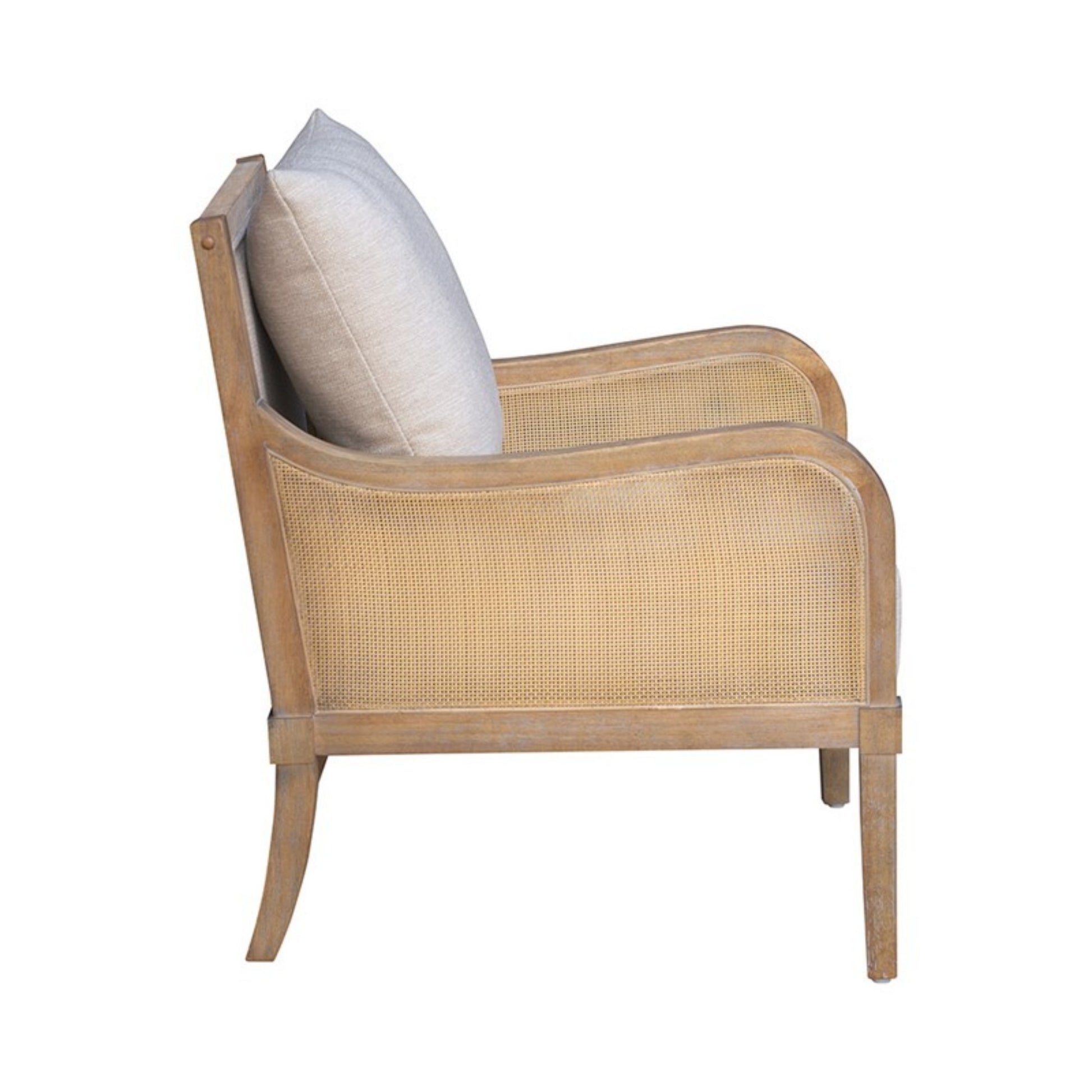 Lily Pond Collection Cane Accent Chair with Removable Back Cushion Beige Solid Wood Accent Chair