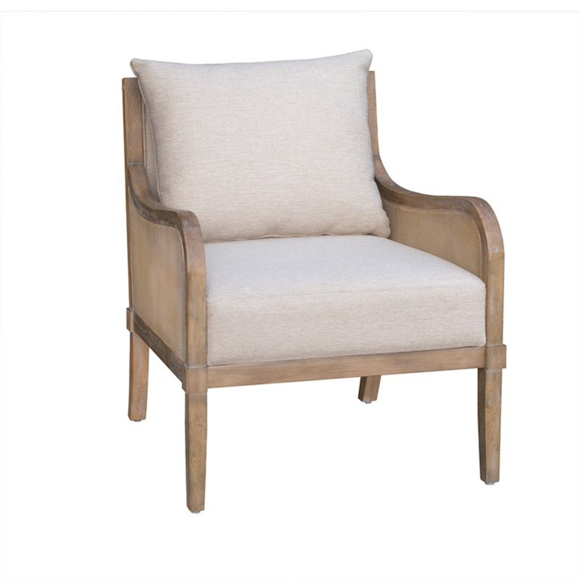 Lily Pond Collection Cane Accent Chair with Removable Back Cushion Beige Solid Wood Accent Chair