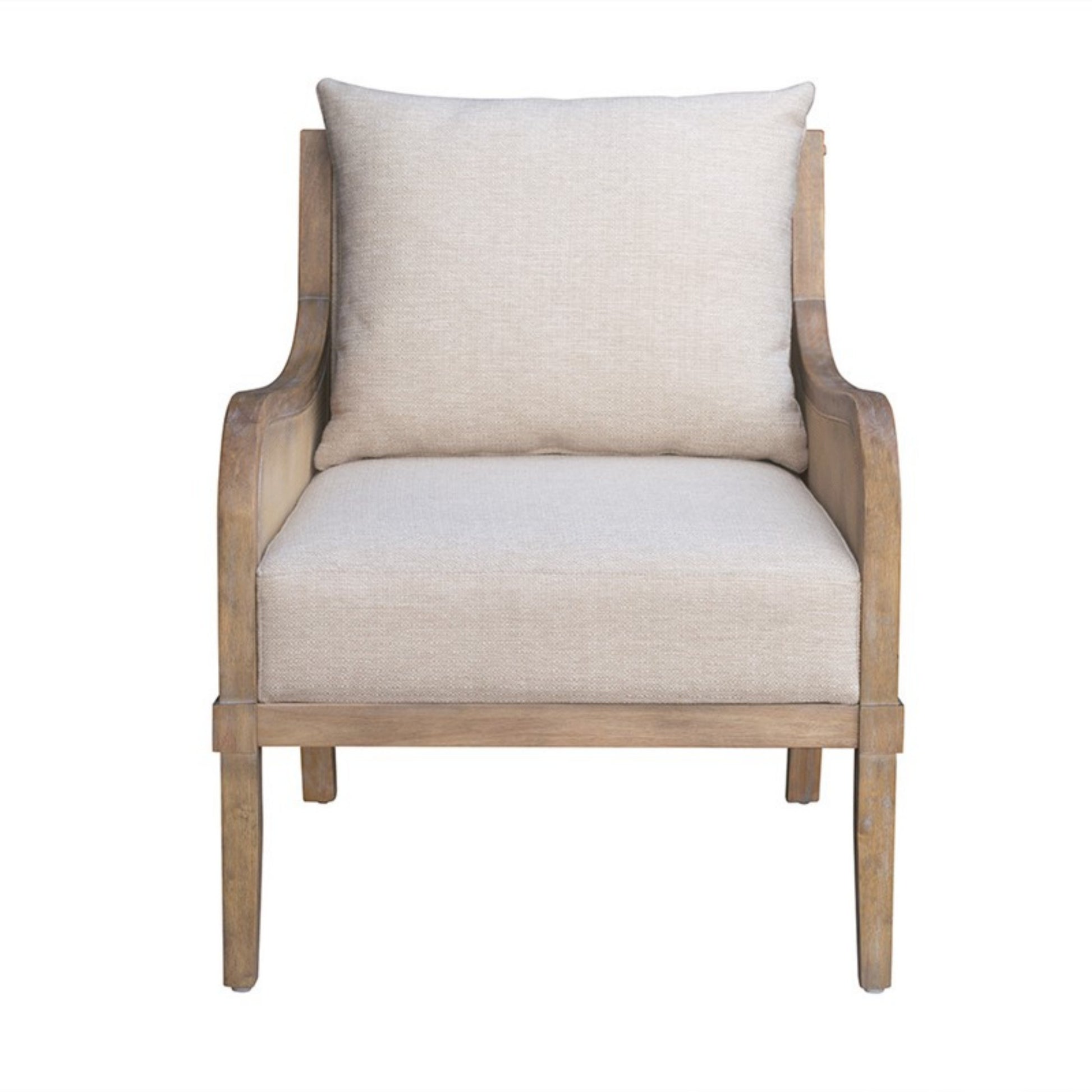 Lily Pond Collection Cane Accent Chair with Removable Back Cushion Beige Solid Wood Accent Chair
