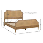 Lily Pond Woven Cane Queen Platform Bed Natural Wood Toasted Almond Finish 63x86 Inches Bed Frame