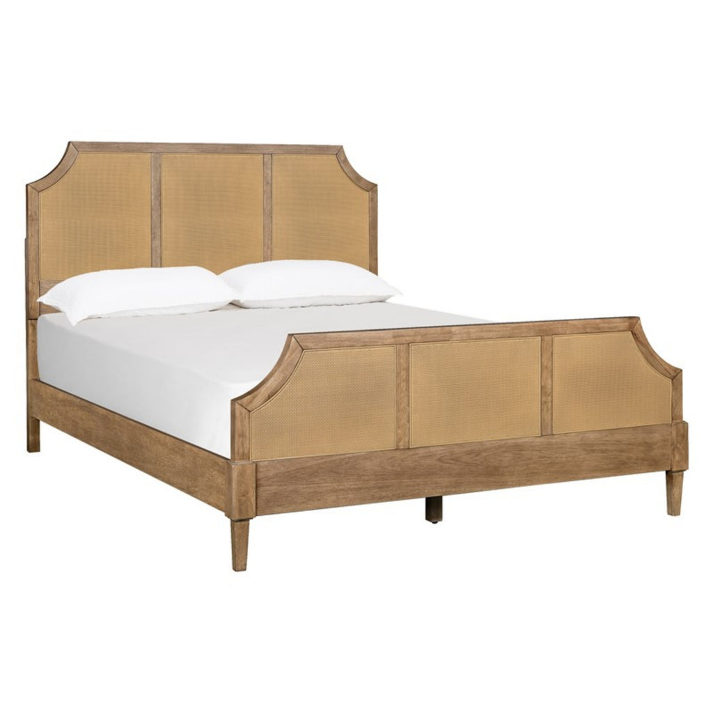 Lily Pond Woven Cane Queen Platform Bed Natural Wood Toasted Almond Finish 63x86 Inches Bed Frame