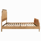 Lily Pond Woven Cane Queen Platform Bed Natural Wood Toasted Almond Finish 63x86 Inches Bed Frame