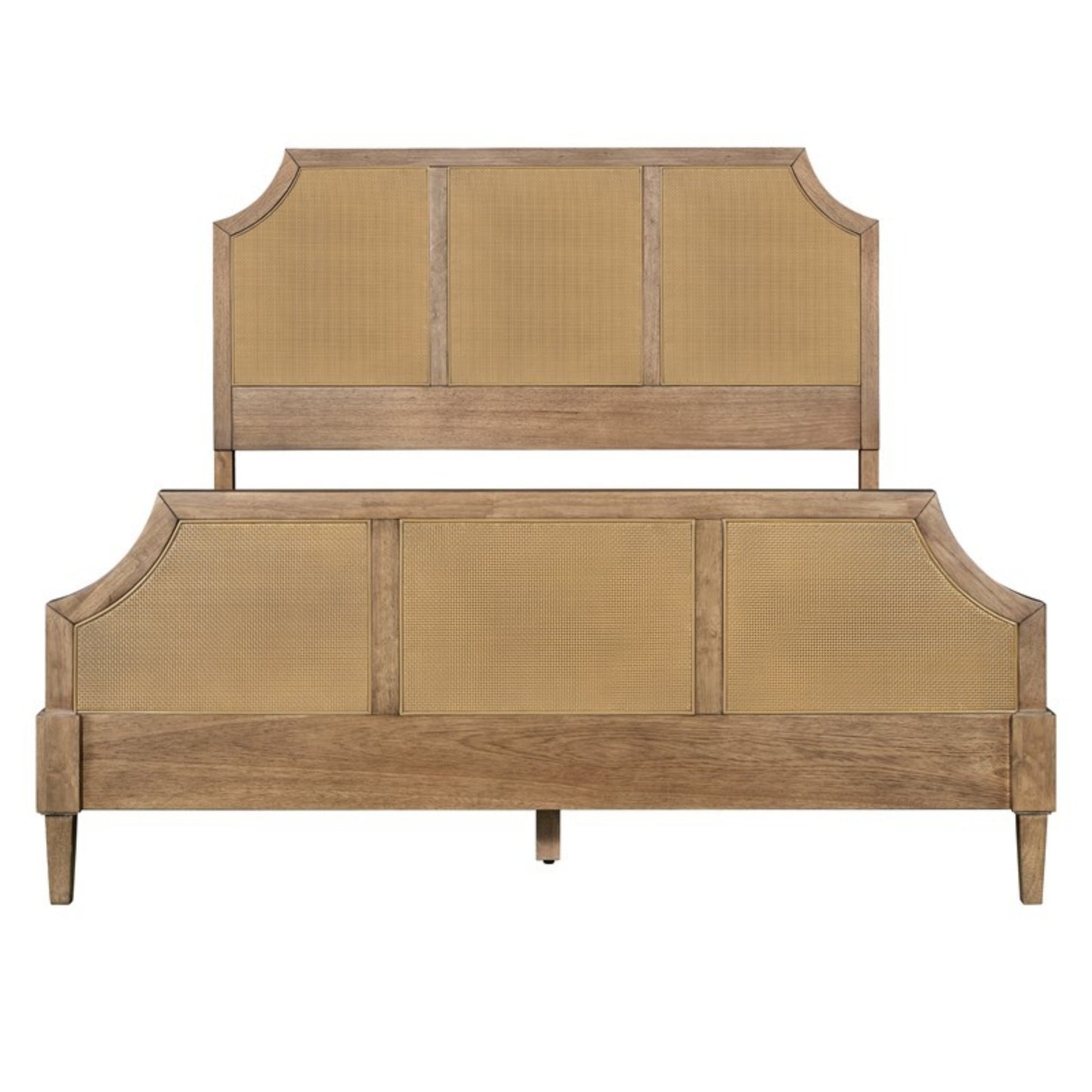 Lily Pond Woven Cane Queen Platform Bed Natural Wood Toasted Almond Finish 63x86 Inches Bed Frame