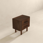Logan Mid Century Modern Walnut Nightstand Bed Side Tables With 2 Drawers
