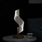 18.75" In Dinamo Modern "S" Wave Swirl Acrylic Led Brushed Gold Table Lamp - Groovy Boardz