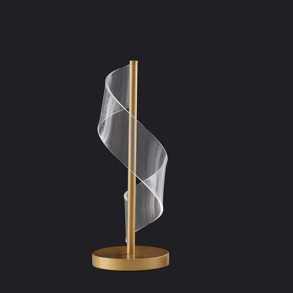 18.75" In Dinamo Modern "S" Wave Swirl Acrylic Led Brushed Gold Table Lamp - Groovy Boardz