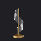18.75" In Dinamo Modern "S" Wave Swirl Acrylic Led Brushed Gold Table Lamp - Groovy Boardz