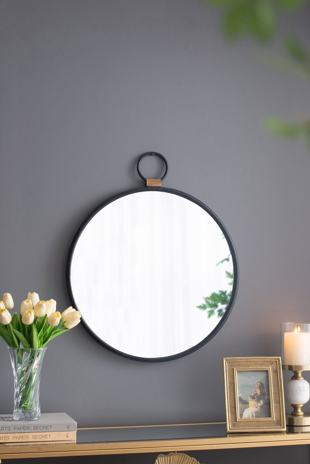 24" x 27" Wall Mirror with Black Frame, Contemporary Minimalist Accent Mirror for Living Room, Foyer, Entryway, Bedroom - Groovy Boardz