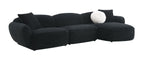 Lucy Black & White Shimmer Fabric Sectional Sofa w/3 Pillows