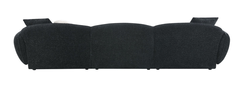 Lucy Black & White Shimmer Fabric Sectional Sofa w/3 Pillows