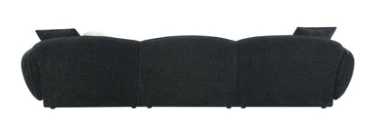 Lucy Black & White Shimmer Fabric Sectional Sofa w/3 Pillows