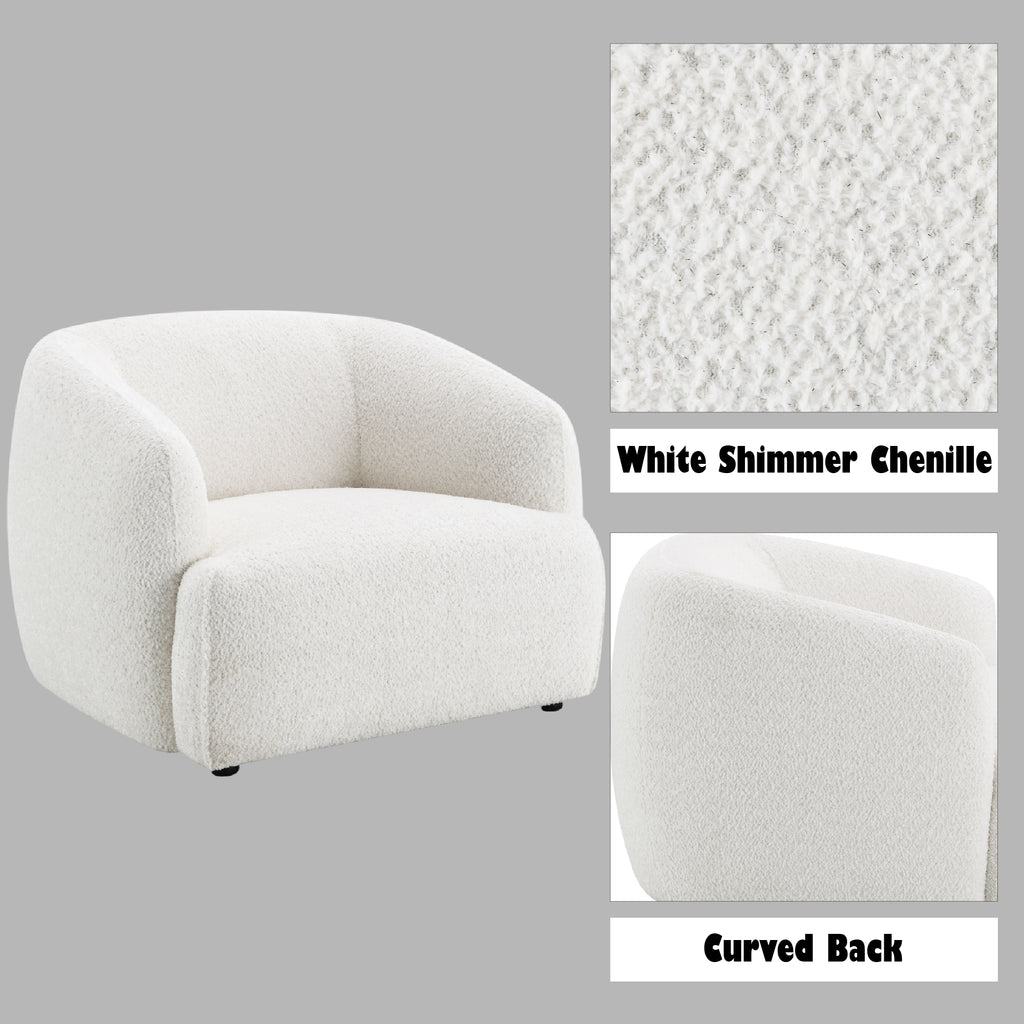 Lucy White Shimmer Fabric Chair
