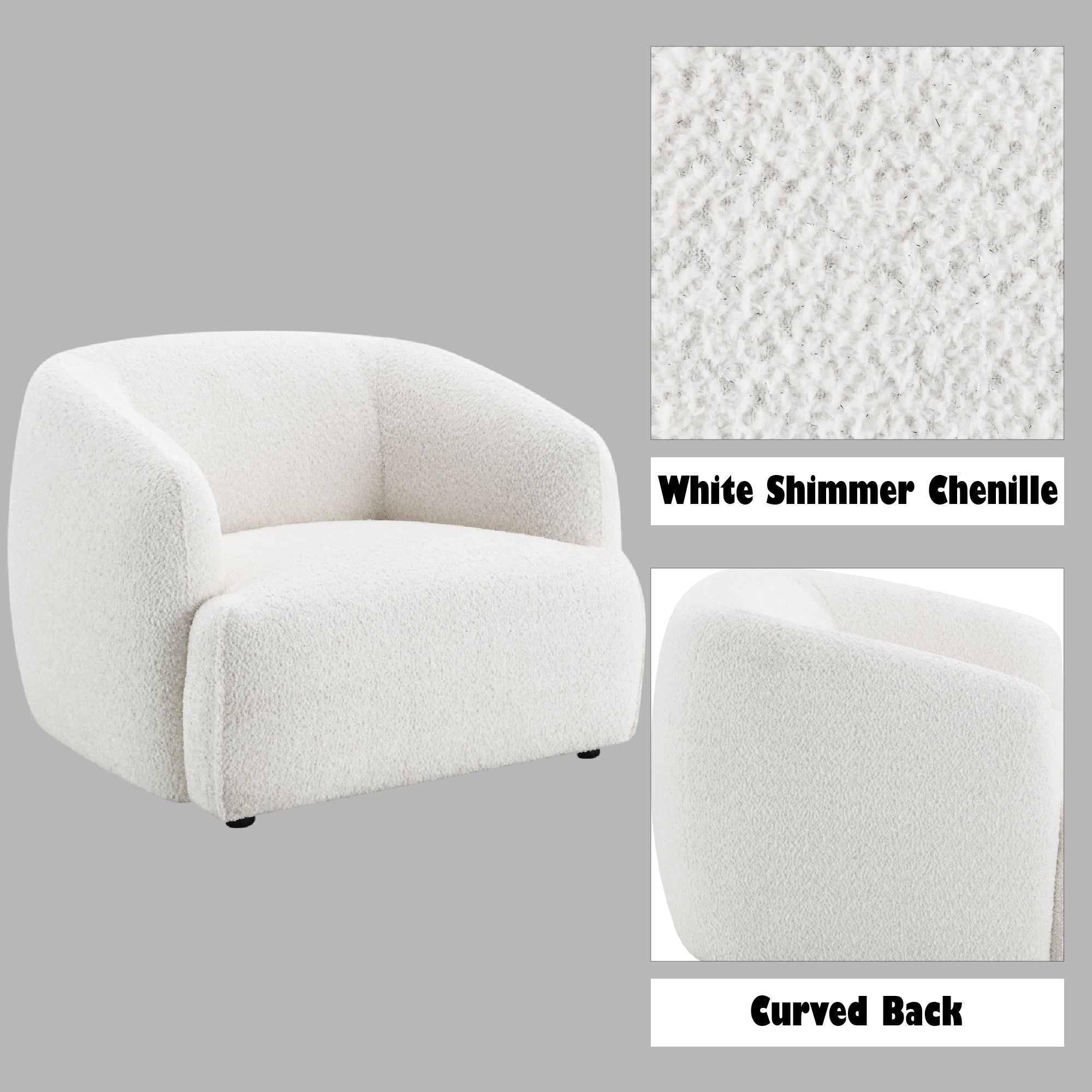 Lucy White Shimmer Fabric Chair