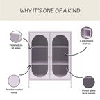 Luna Short 2-Door Metal Accent Cabinet with Fluted Glass