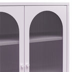 Luna Short 2-Door Metal Accent Cabinet with Fluted Glass