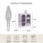 Luna Short 2-Door Metal Accent Cabinet with Fluted Glass