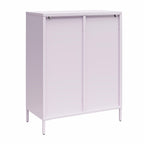 Luna Short 2-Door Metal Accent Cabinet with Fluted Glass