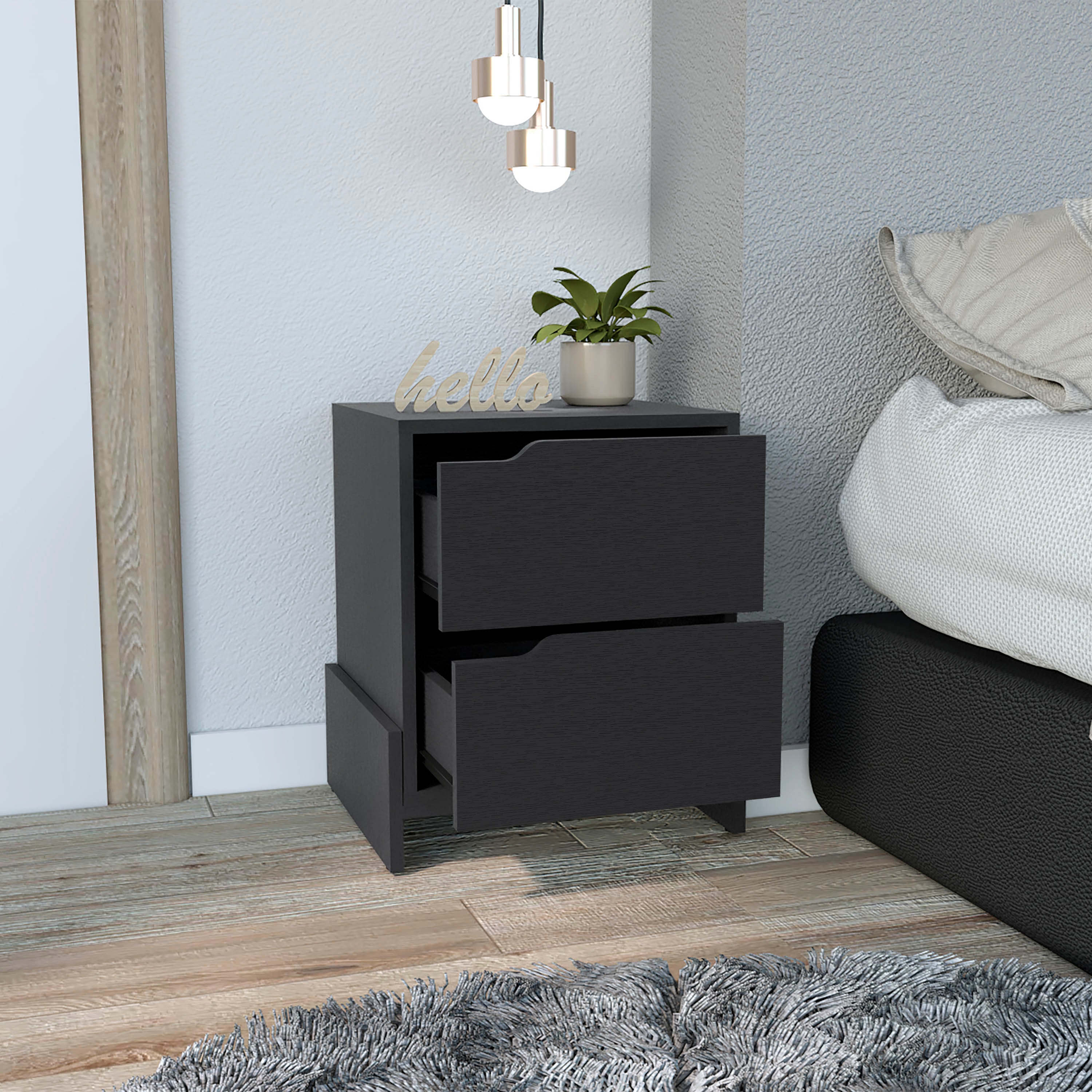 Luss Nightstand, Bedside Table with 2-Drawers - Groovy Boardz