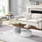 Luxury Antique Brown and White Nesting Coffee Table Set.