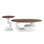 Luxury Antique Brown and White Nesting Coffee Table Set.