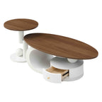 Luxury Antique Brown and White Nesting Coffee Table Set.