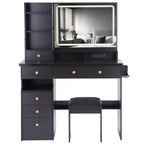Luxury Black MDF Vanity Table Set with LED Mirror.