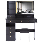 Luxury Black MDF Vanity Table Set with LED Mirror.