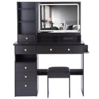 Luxury Black MDF Vanity Table Set with LED Mirror.