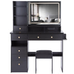 Luxury Black MDF Vanity Table Set with LED Mirror.