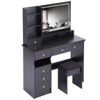 Luxury Black MDF Vanity Table Set with LED Mirror.