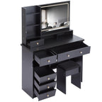 Luxury Black MDF Vanity Table Set with LED Mirror.