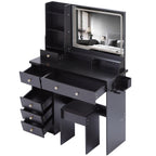 Luxury Black MDF Vanity Table Set with LED Mirror.